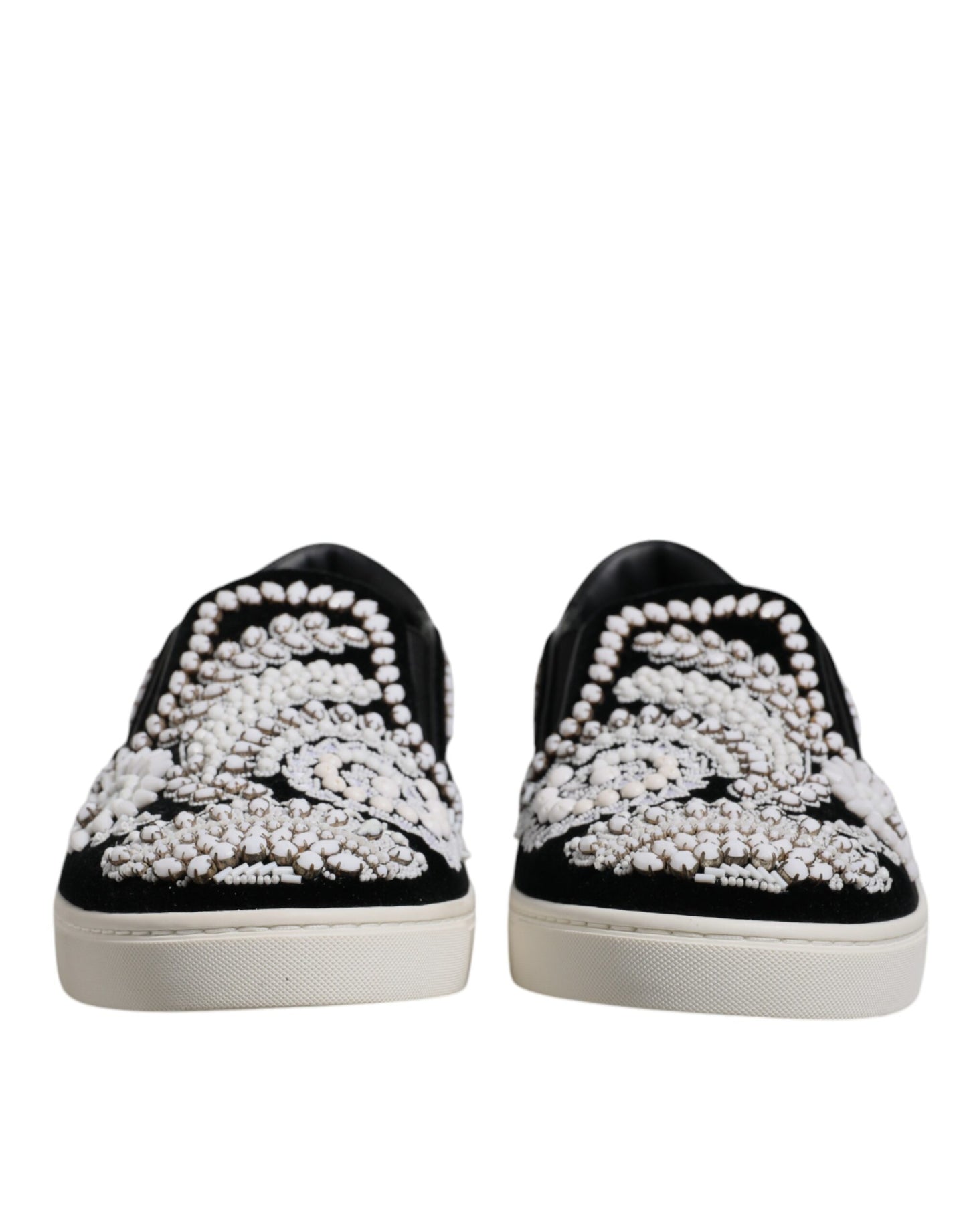 Dolce & Gabbana Black Embellished London Men Slip On Shoes