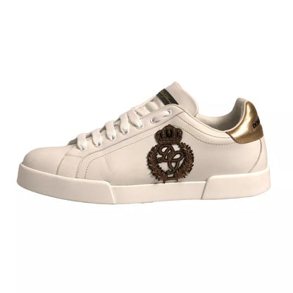 Dolce & Gabbana White Crown Patch Portofino Sneakers Shoes