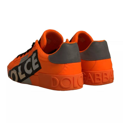 Dolce & Gabbana Orange Portofino Logo Tape Men Sneakers Shoes