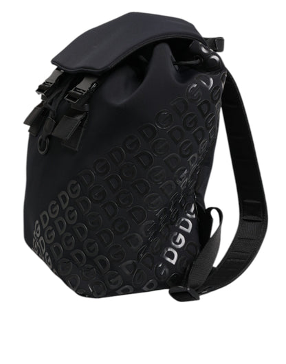 Dolce & Gabbana Black Neoprene Nylon DG Logo School Backpack Bag