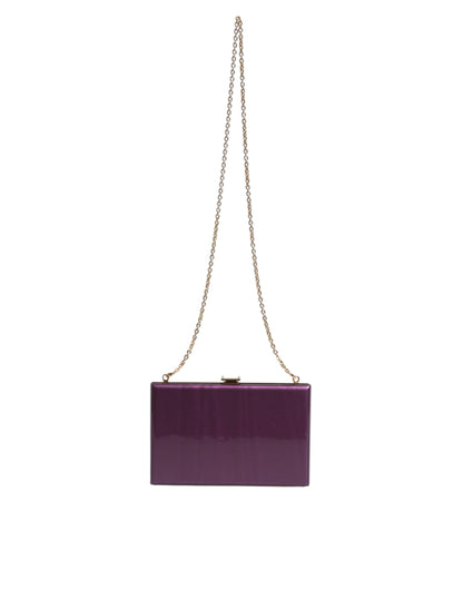 Dolce & Gabbana Purple Leather Clutch Evening Crossbody Bag