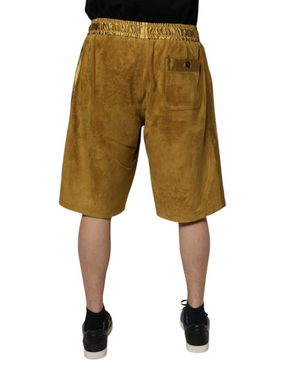 Dolce & Gabbana Brown Lambskin Suede Men Bermuda Shorts