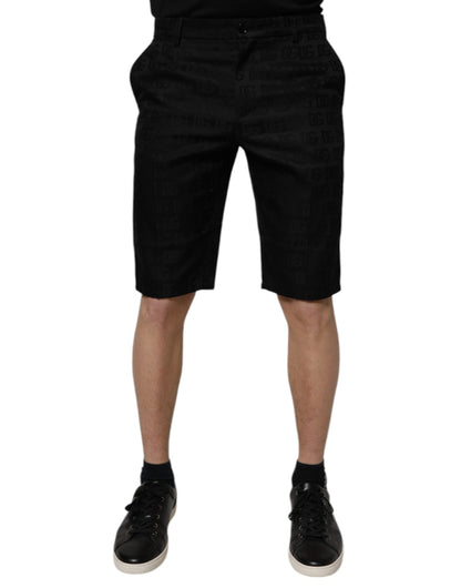 Dolce & Gabbana Black Cotton Casual Mid Waist Chino Shorts