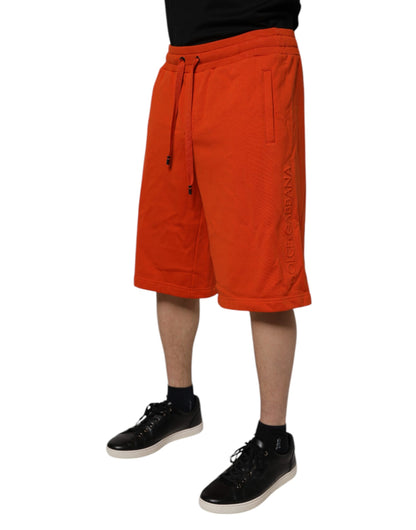 Dolce & Gabbana Red Cotton Blend Mid Waist Men Bermuda Shorts