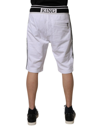 Dolce & Gabbana White Stripe Cotton DG King Bermuda Shorts