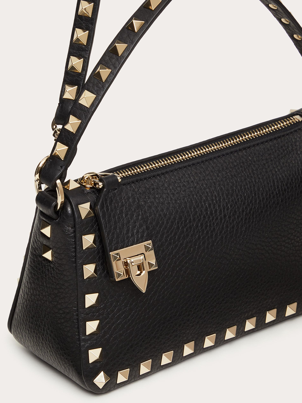 Valentino Garavani Black Garnet Calfskin Small Rockstud Shoulder Bag