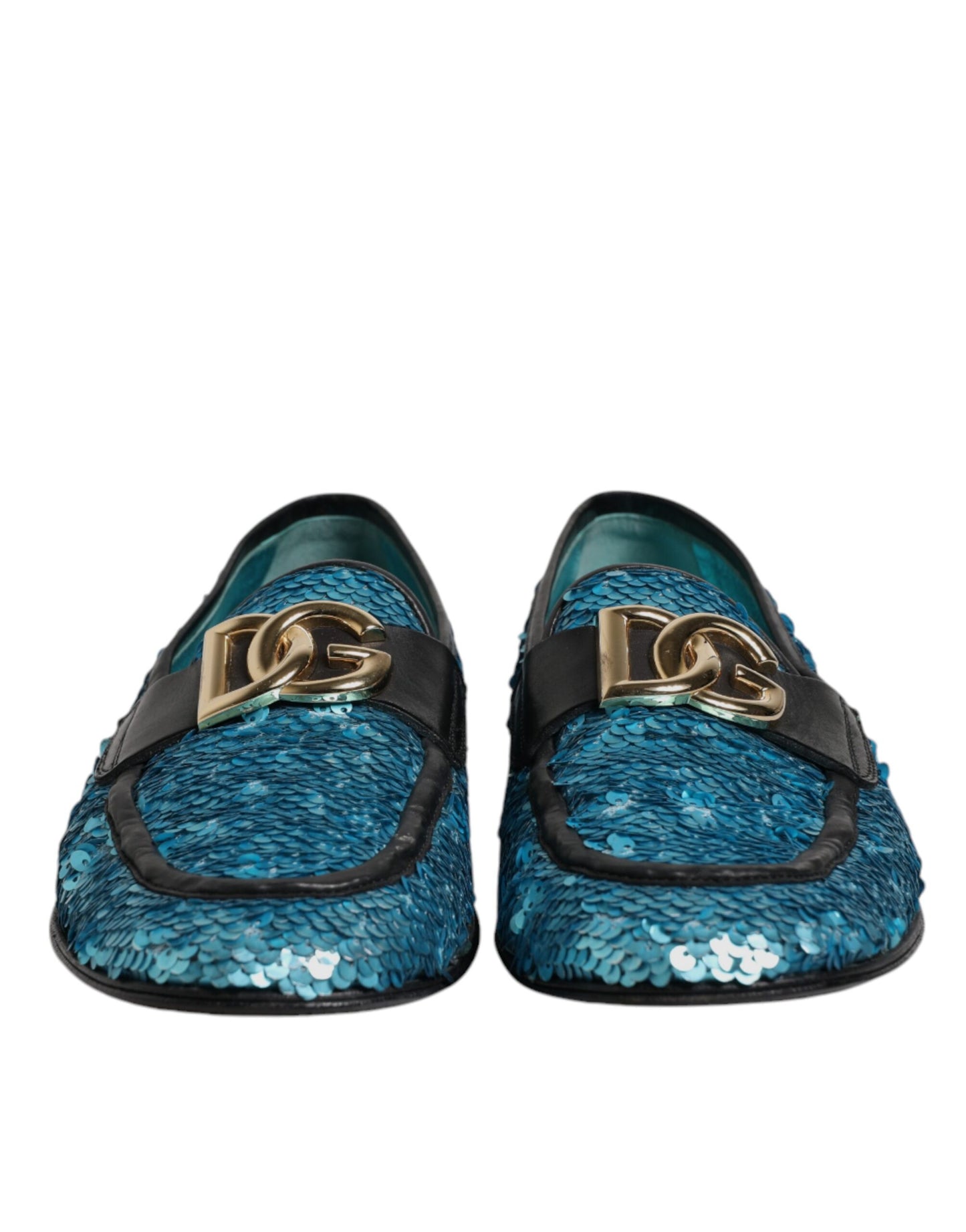 Dolce & Gabbana Blue Sequined Loafers Formal Dress Shoes