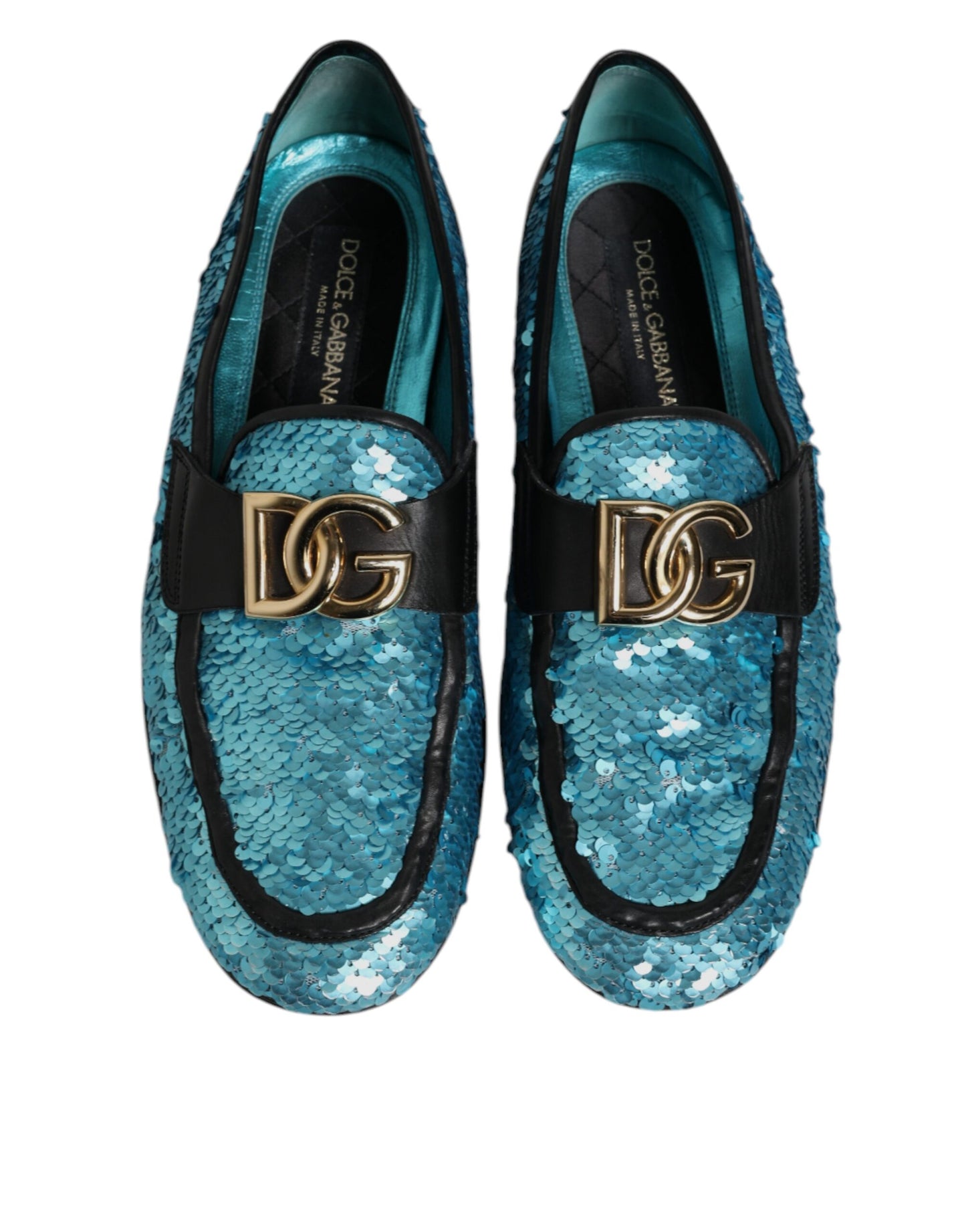 Dolce & Gabbana Blue Sequined Loafers Formal Dress Shoes