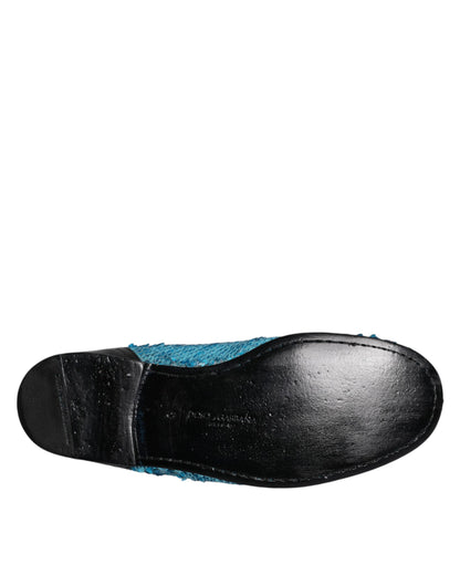 Dolce & Gabbana Blue Sequined Loafers Formal Dress Shoes