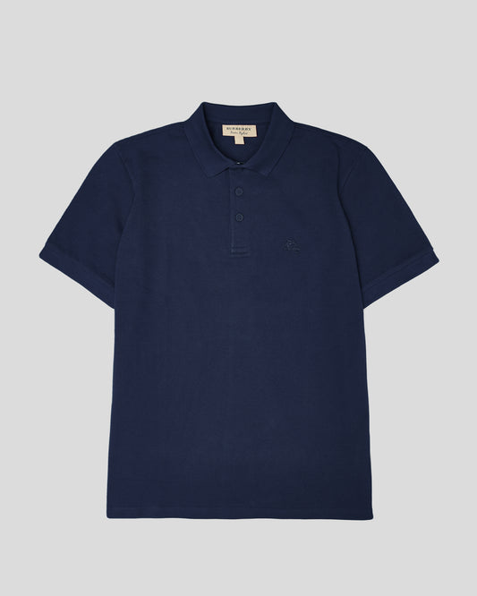 Burberry Navy Blue Cotton Collared Polo Shirt