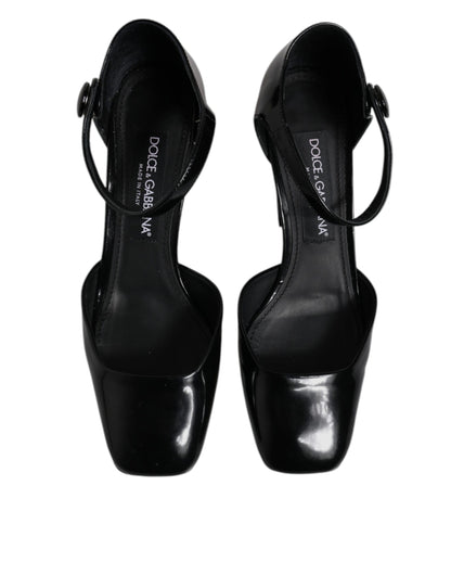 Dolce & Gabbana Black Leather Jackie Ankle Strap Sandals Shoes