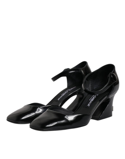 Dolce & Gabbana Black Leather Jackie Ankle Strap Sandals Shoes