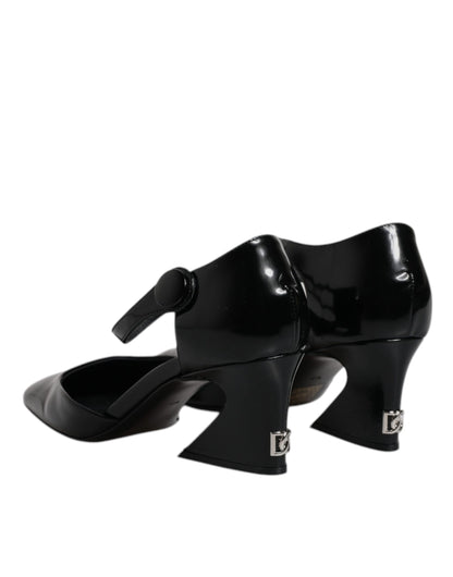 Dolce & Gabbana Black Leather Jackie Ankle Strap Sandals Shoes