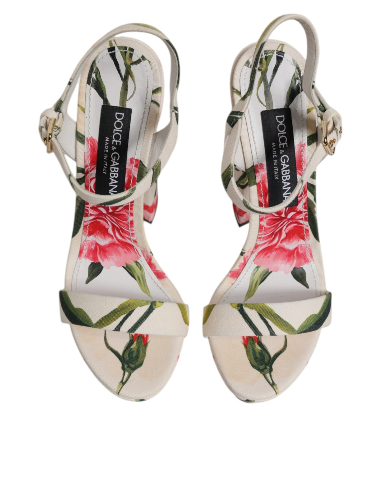 Dolce & Gabbana White Floral Ankle Strap Platform Sandals Shoes