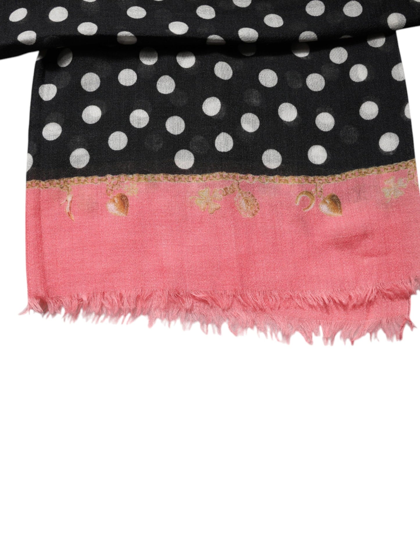 Dolce & Gabbana Black White Polka Dots Fringes Wrap Scarf