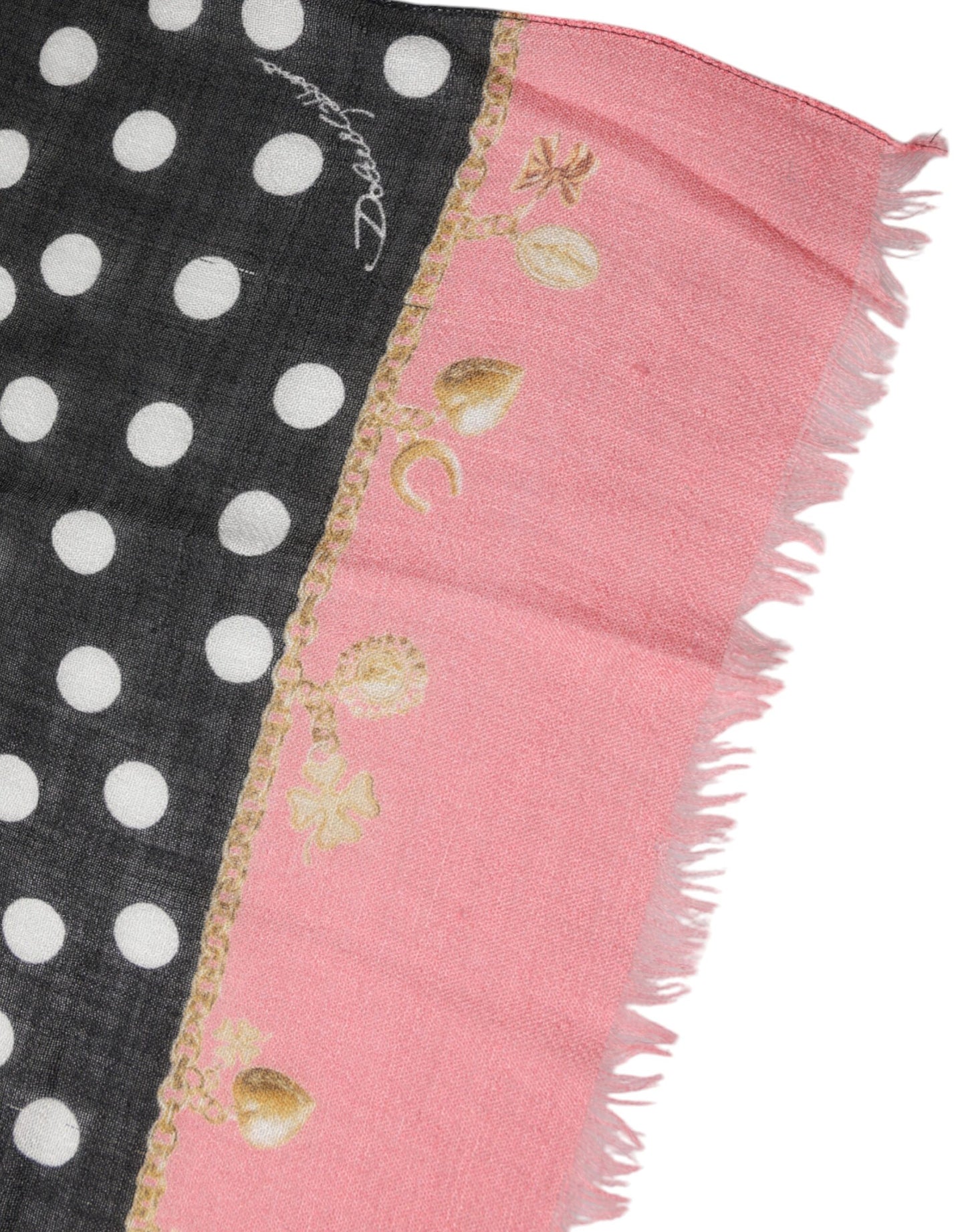 Dolce & Gabbana Black White Polka Dots Fringes Wrap Scarf