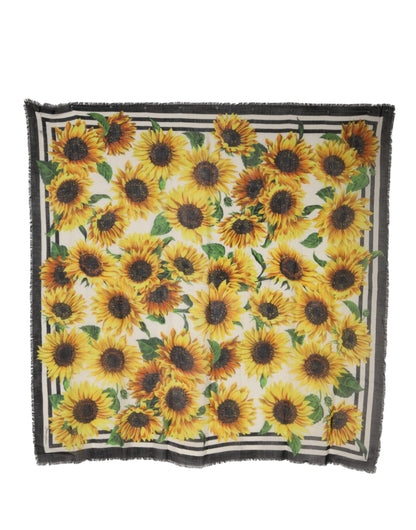 Dolce & Gabbana Multicolor Sunflower Neck Wrap Shawl Scarf