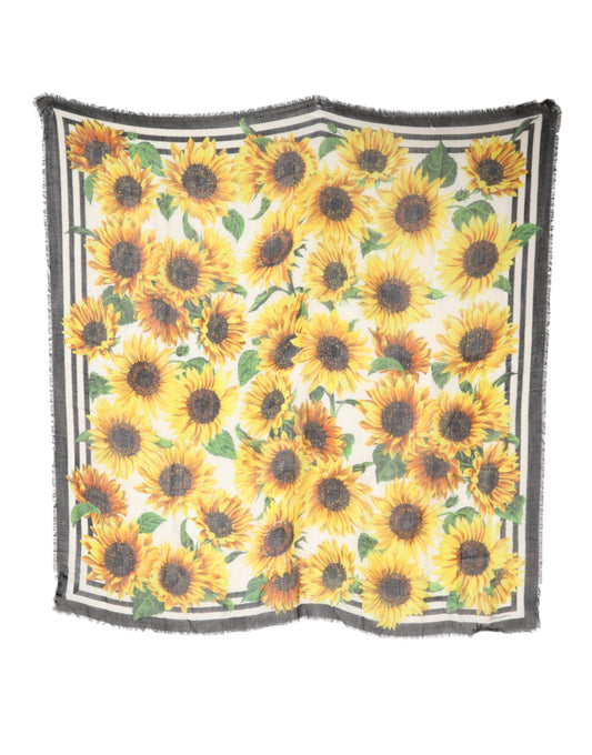 Dolce & Gabbana Multicolor Sunflower Neck Wrap Shawl Scarf