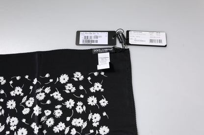 Dolce & Gabbana Black Floral Silk Square Wrap Shawl Scarf