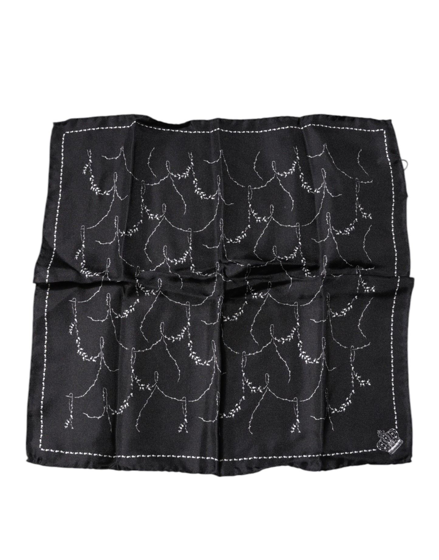 Dolce & Gabbana Black Patterned Silk Handkerchief Scarf