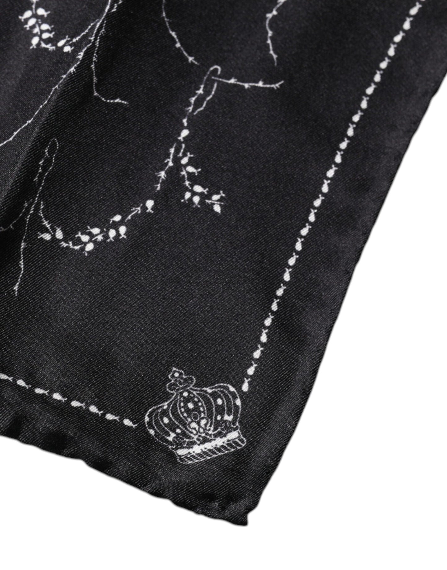 Dolce & Gabbana Black Patterned Silk Handkerchief Scarf