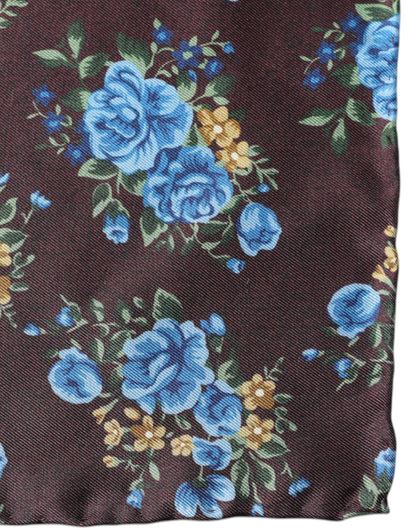 Dolce & Gabbana Brown Floral Fantasy Silk Handkerchief Scarf