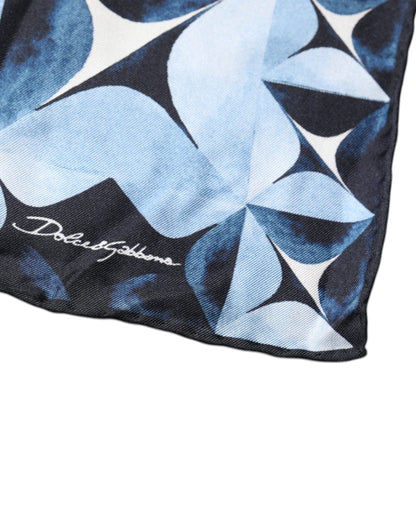 Dolce & Gabbana Blue Fantasy 100% Silk Handkerchief Scarf