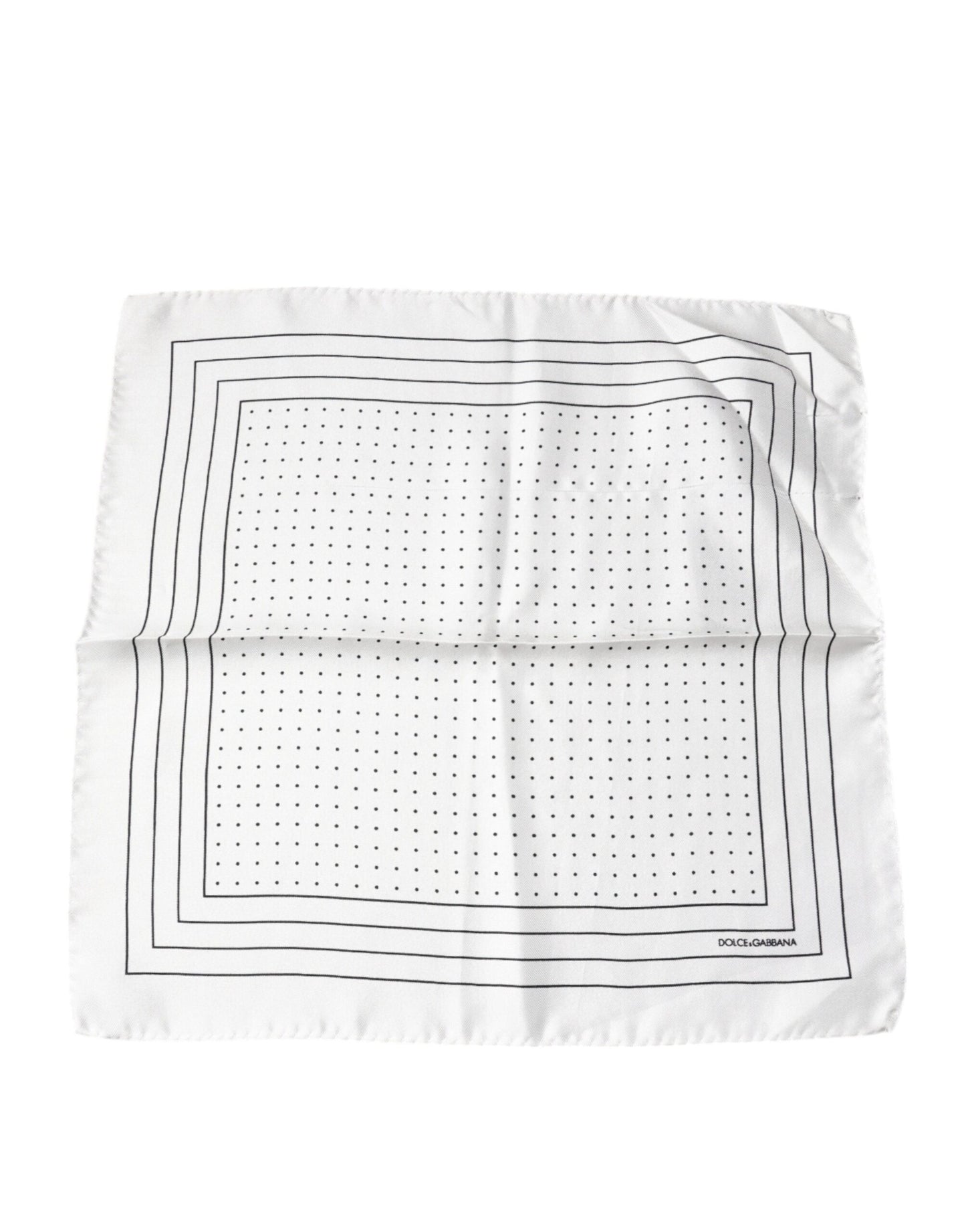 Dolce & Gabbana White Polka Dots Square Handkerchief Scarf