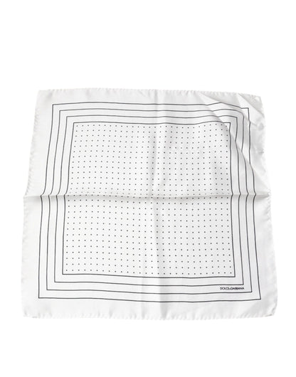 Dolce & Gabbana White Polka Dots Square Handkerchief Scarf