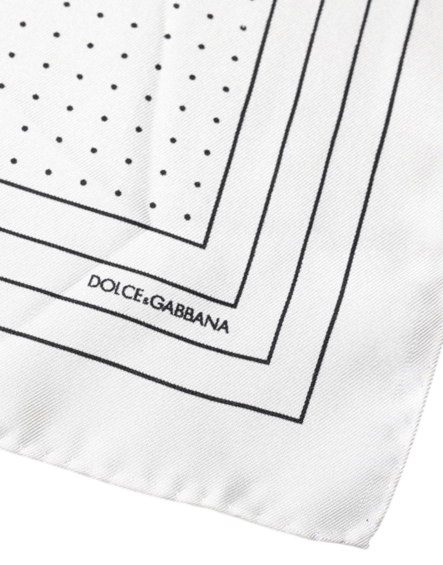 Dolce & Gabbana White Polka Dots Square Handkerchief Scarf