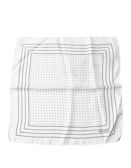 Dolce & Gabbana White Polka Dots Square Handkerchief Scarf