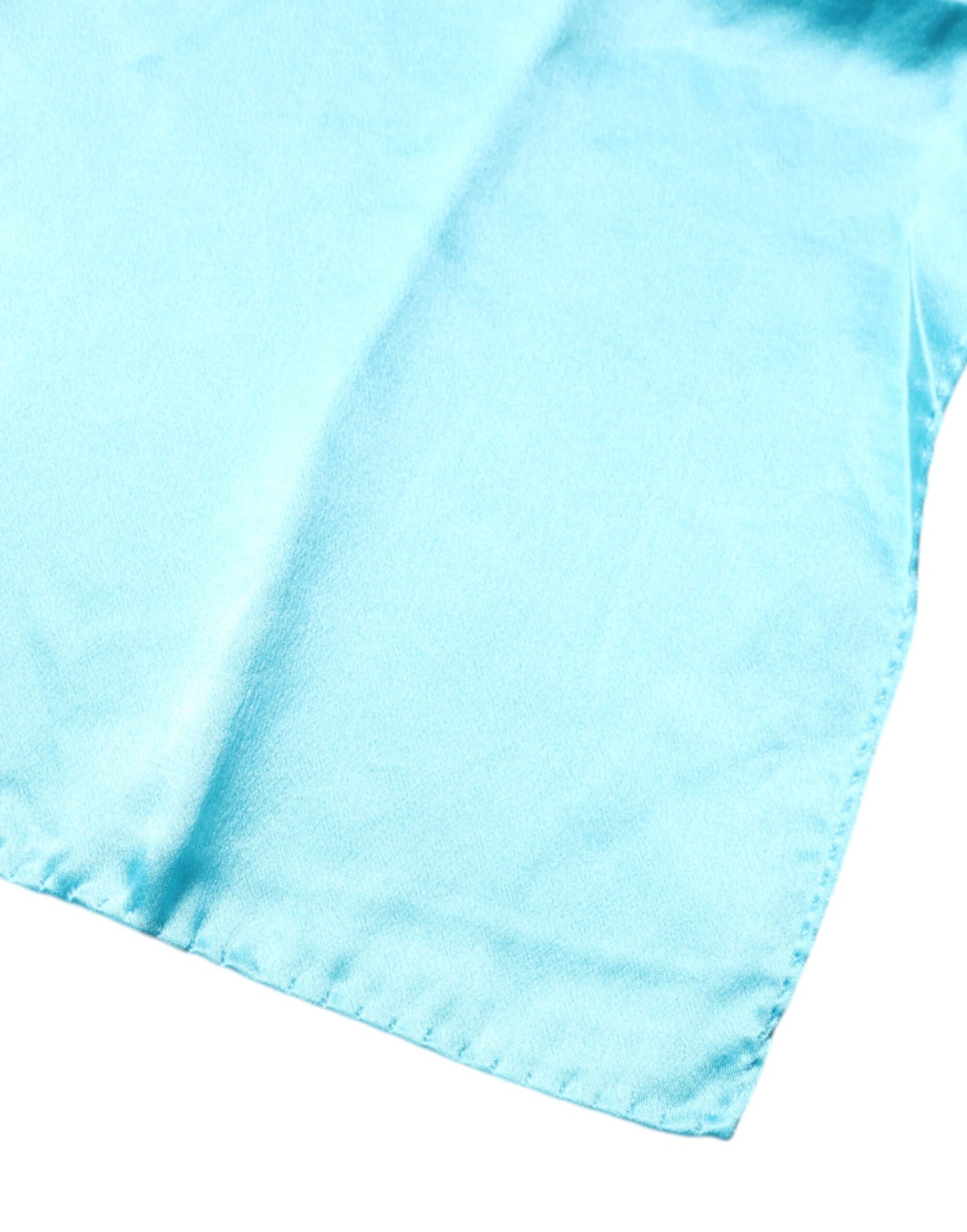 Dolce & Gabbana Light Blue Satin Silk Square Handkerchief Scarf