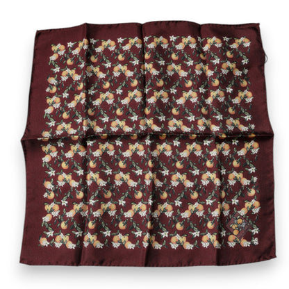 Dolce & Gabbana Maroon Oranges Silk Square Handkerchief Scarf