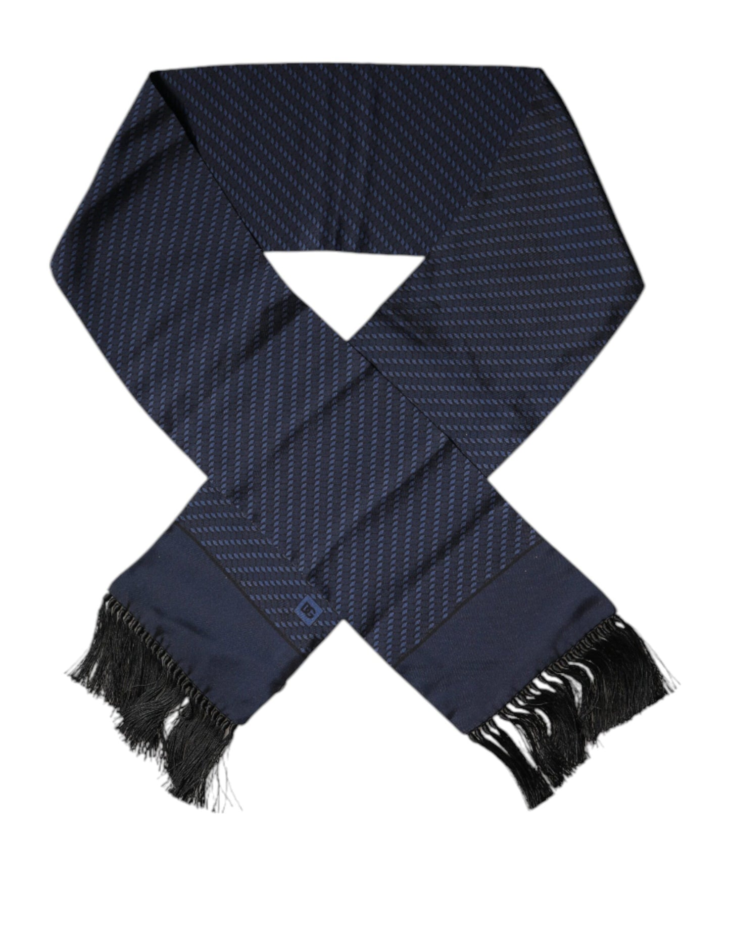 Dolce & Gabbana Dark Blue Fantasy Fringes Neck Wrap Scarf