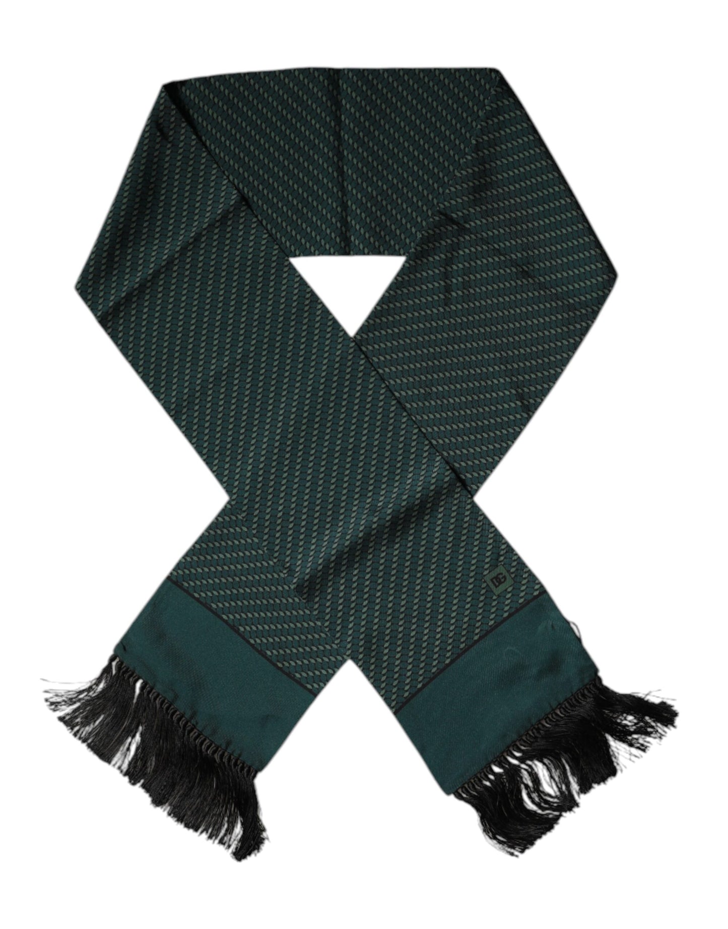 Dolce & Gabbana Dark Green Fantasy Fringes Neck Wrap Scarf