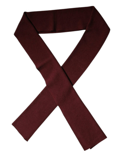 Dolce & Gabbana Maroon Cashmere Skinny Neck Wrap Scarf