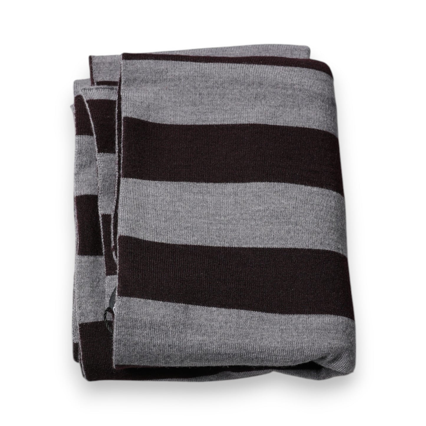 Dolce & Gabbana Black Gray Stripes Wool Neck Wrap Scarf