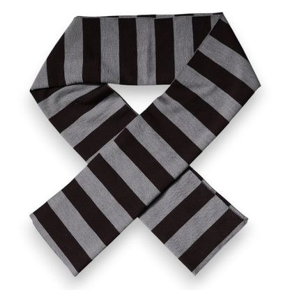 Dolce & Gabbana Black Gray Stripes Wool Neck Wrap Scarf