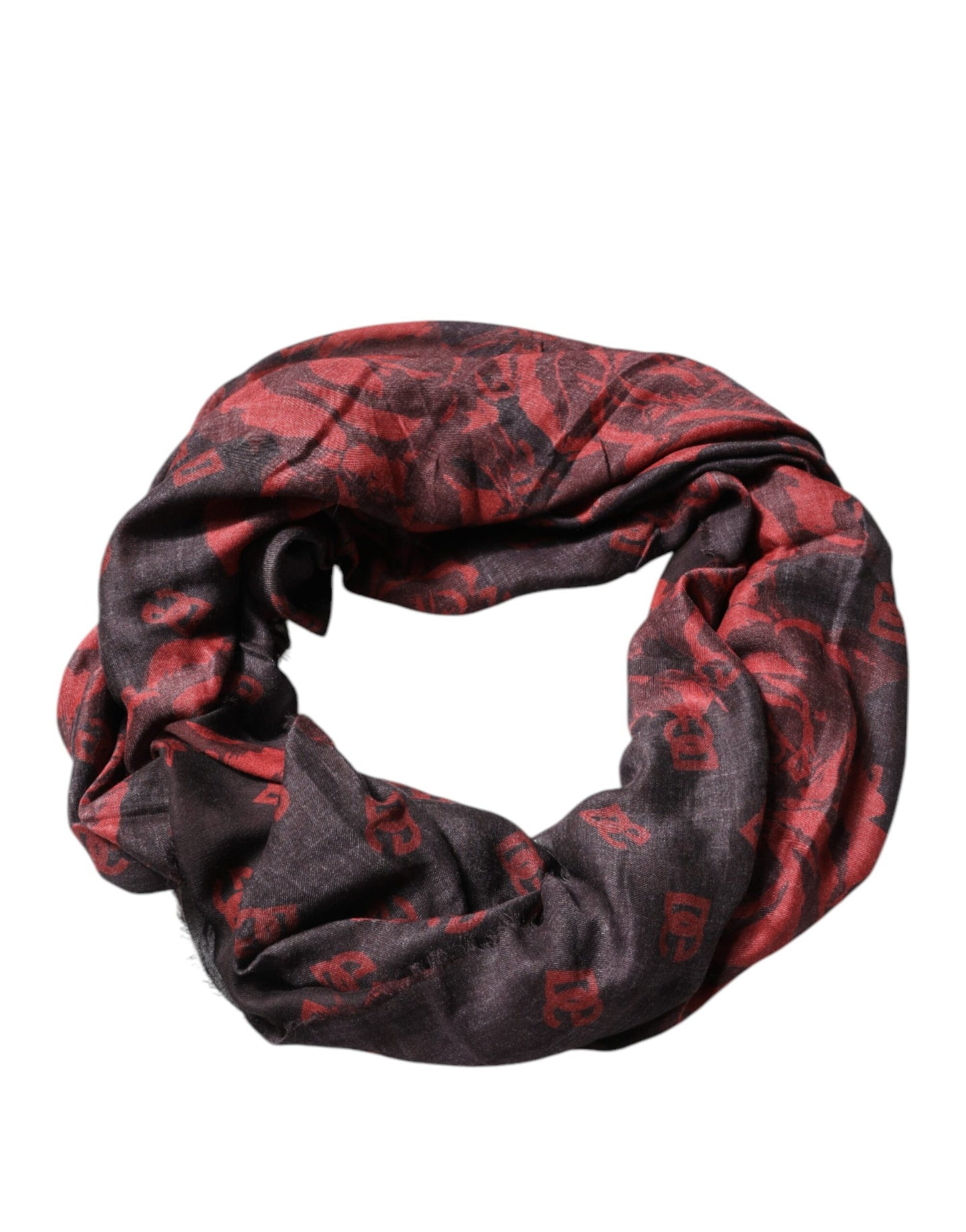 Dolce & Gabbana Black Red Floral Modal Wrap Shawl Scarf