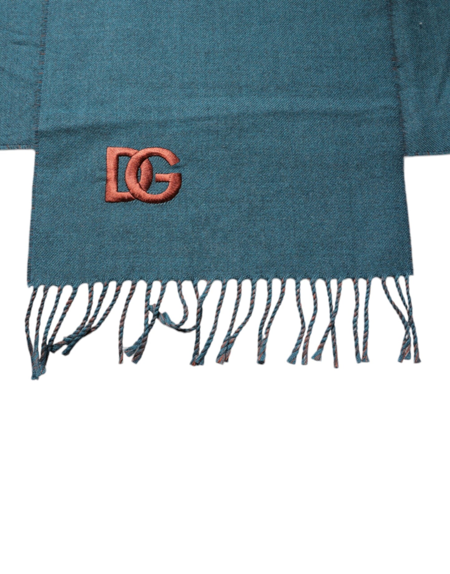 Dolce & Gabbana Blue Green Wool Fringes Wrap Shawl Scarf