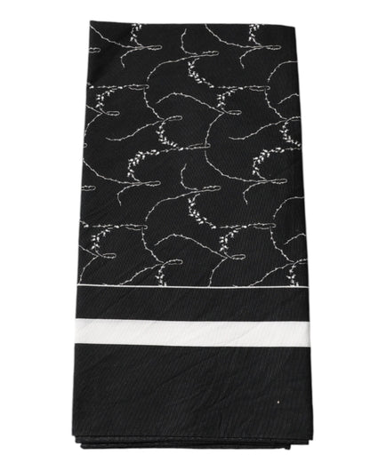 Dolce & Gabbana Black Patterned Cotton Handkerchief Scarf