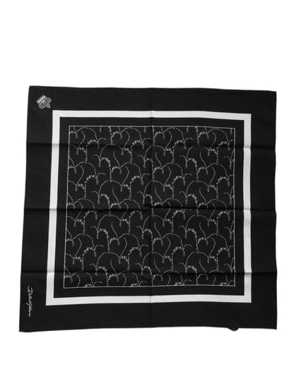 Dolce & Gabbana Black Patterned Cotton Handkerchief Scarf