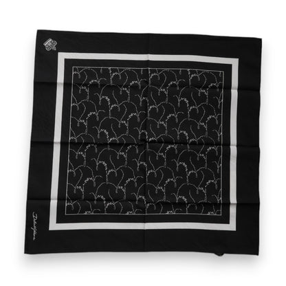 Dolce & Gabbana Black Patterned Cotton Handkerchief Scarf