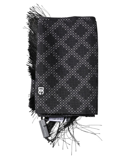 Dolce & Gabbana Dark Gray Fantasy Fringes Neck Wrap Scarf