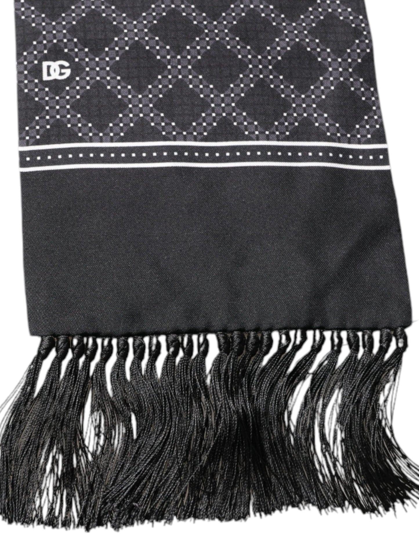 Dolce & Gabbana Dark Gray Fantasy Fringes Neck Wrap Scarf