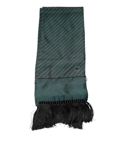 Dolce & Gabbana Dark Green Fantasy Fringes Neck Wrap Scarf