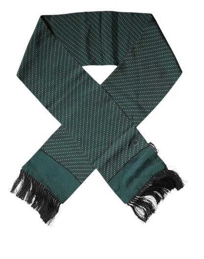 Dolce & Gabbana Dark Green Fantasy Fringes Neck Wrap Scarf