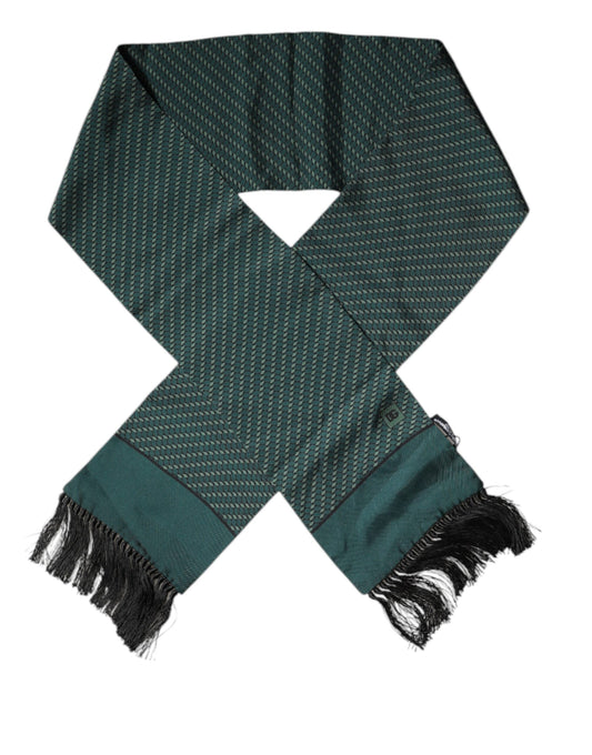 Dolce & Gabbana Dark Green Fantasy Fringes Neck Wrap Scarf