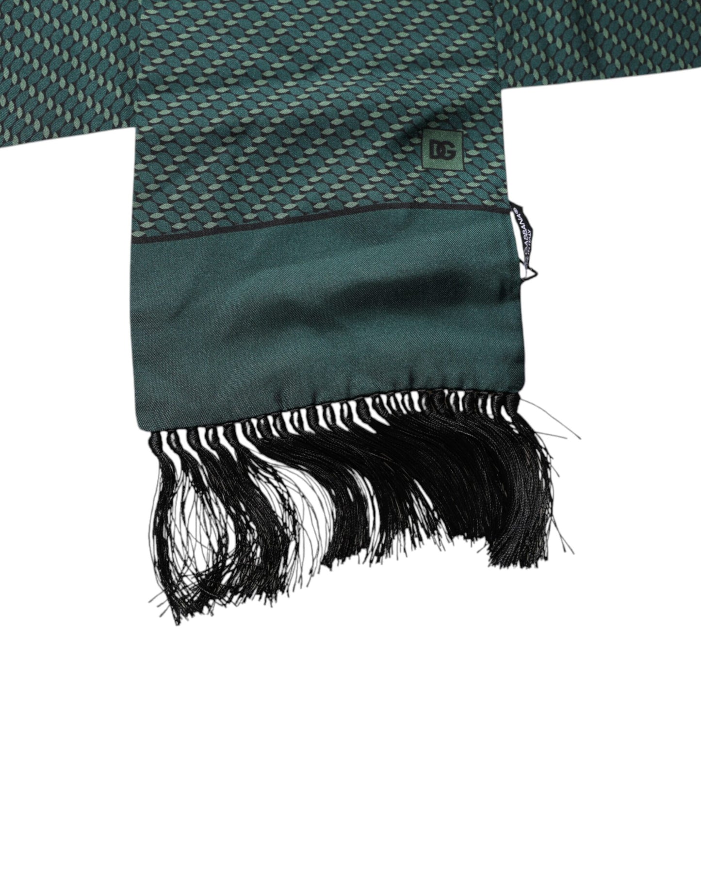 Dolce & Gabbana Dark Green Fantasy Fringes Neck Wrap Scarf