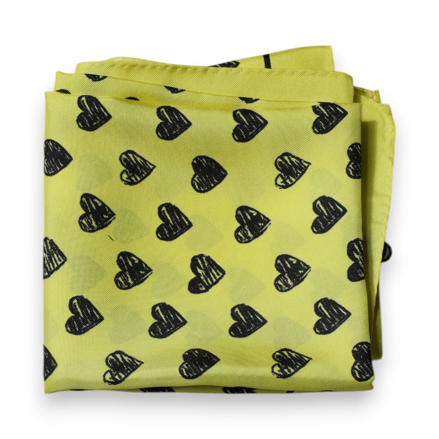 Dolce & Gabbana Yellow Hearts Silk Square Bandana Scarf